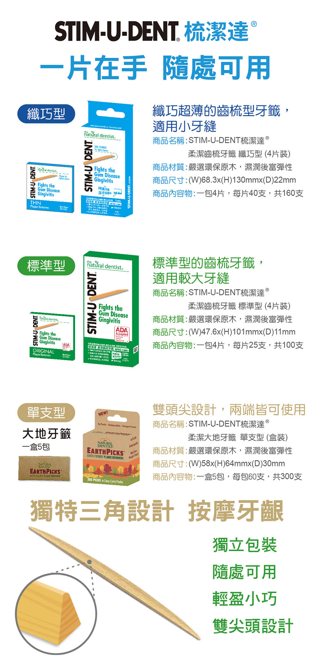 STIM-U-DENT 梳潔達 柔潔齒梳牙籤